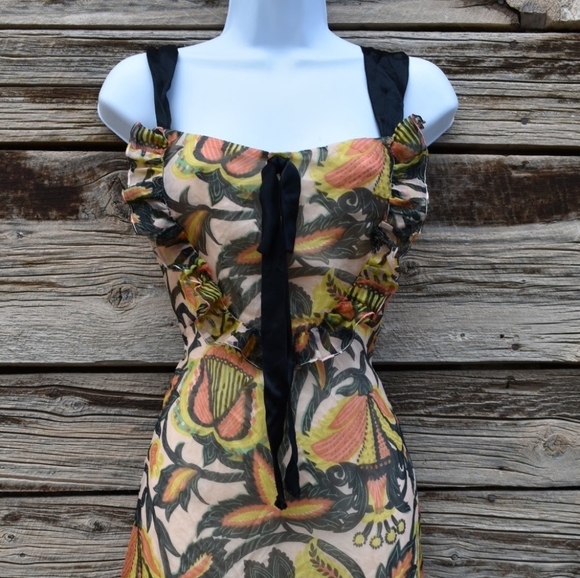 James Coviello Silk Floral Mini Dress - Y2K - Picture 1 of 4